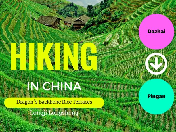 Hiking Dazhai to Pingan at Dragons Backbone Rice Terraces China