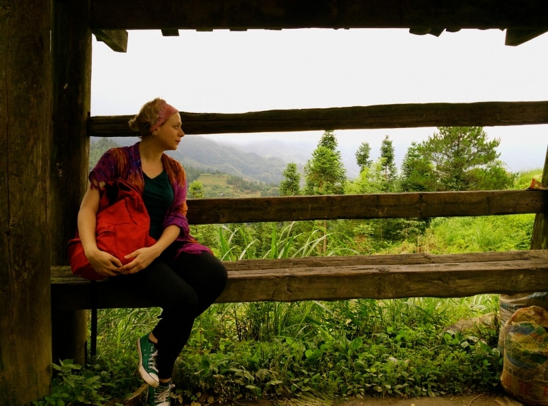 Shelter on dragon's backbone rice terraces