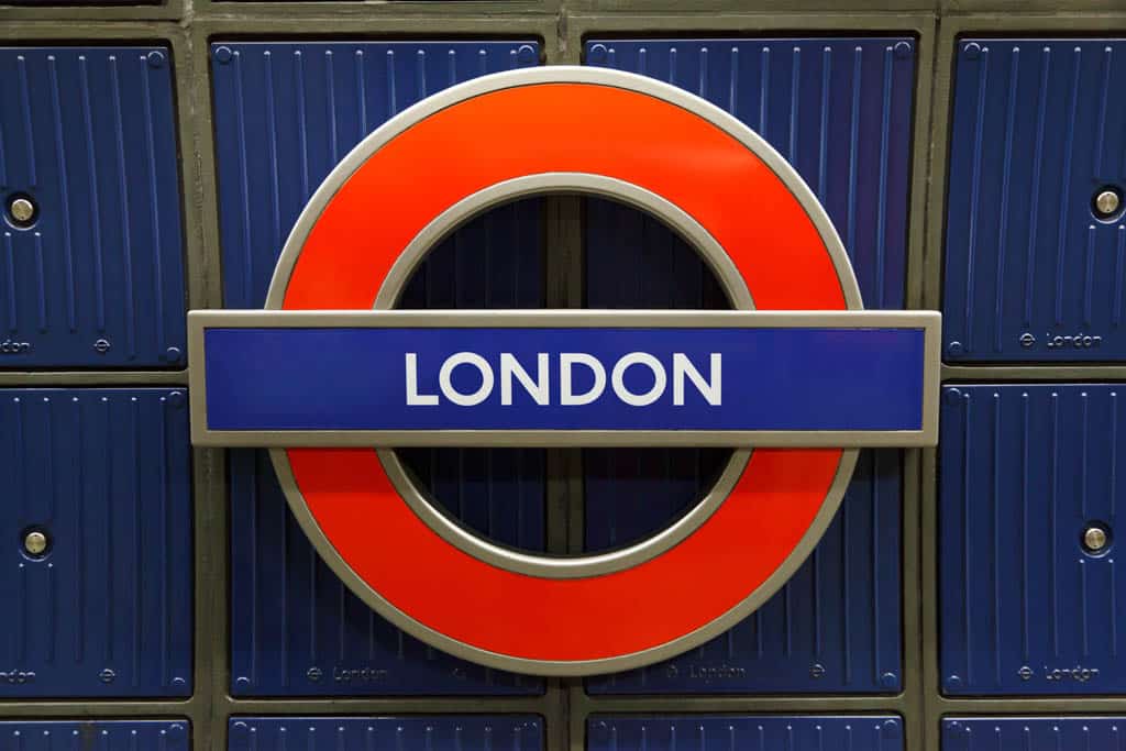 London Tube stop sign with London written on it