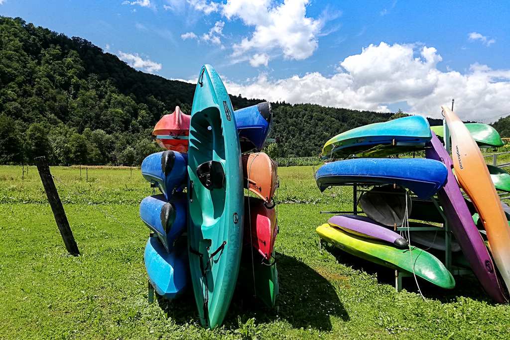 Canoeing along Kolpa River in Slovenia