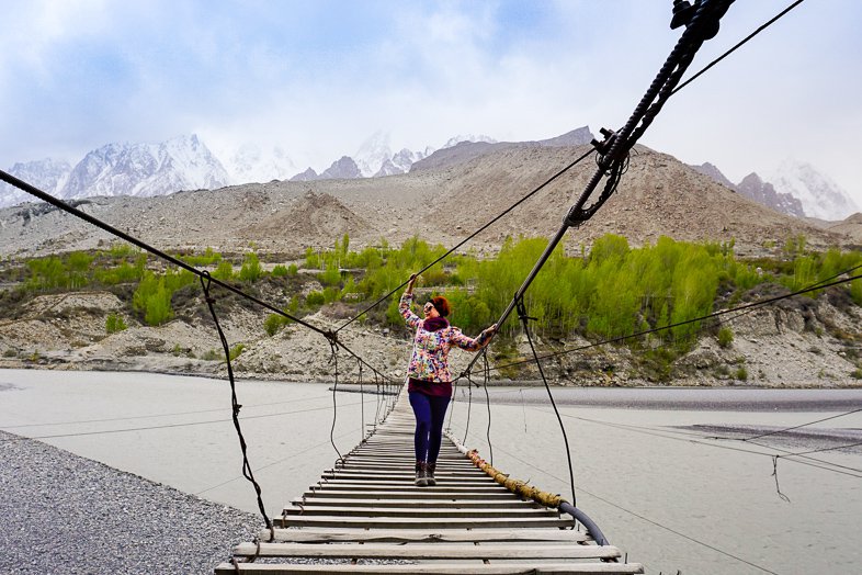 Hussaini Suspension Bridge in North Pakistan