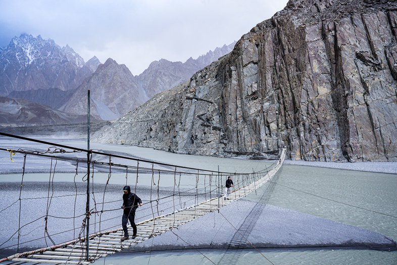 Hussaini Suspension Bridge in North Pakistan