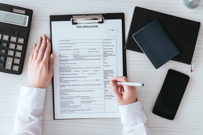 Visa application form and other documentation for traveling out of the country for the first time