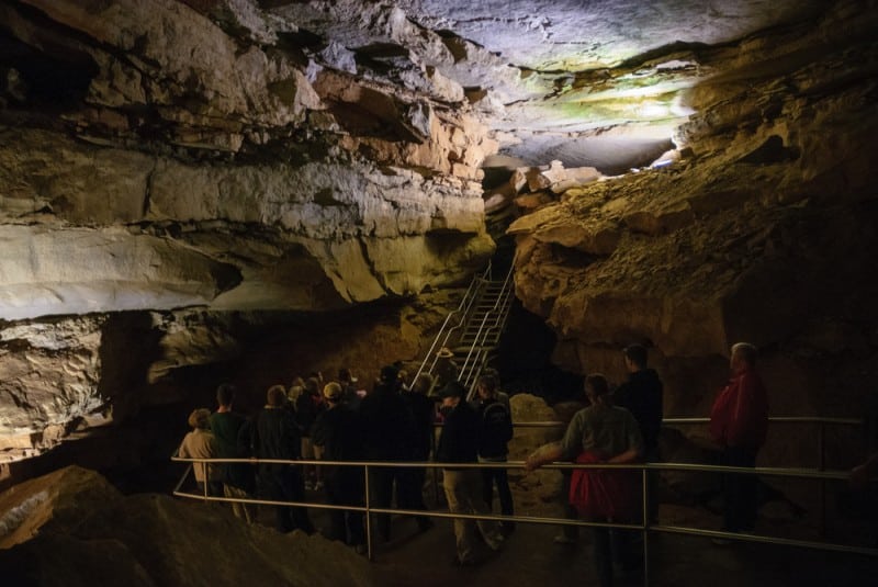 People queuing up in Mammoth Cave National Park to see the caves