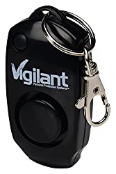 Black Vigilant personal safety alarm keychain.